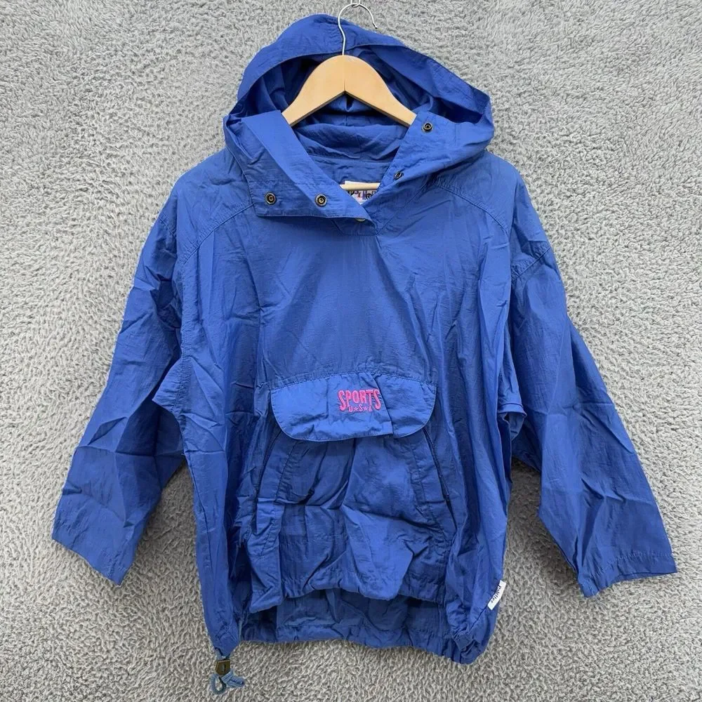 Palettes Sports‎ Youth L (14) Blue Hooded Rain Jacket Wind Breaker Waterproof